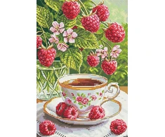 Andriana Siuvinėjimo kryželiu rinkinys „Aviečių arbata“ 16×24,5 cm