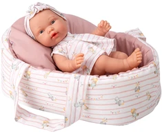 Arias minkšta kūdikio lėlytė su rožine nešykle ir meškučiais, 26 cm