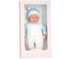 Arias verkiančios lėlės kūdikėlis, 42 cm, su garsu, žydri rūbeliai