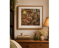 Ava Stitch Kryželiu siuvinėjimo rinkinys „Skaitymo kampelis“ 31,6×28,4 cm, Aida 16, 61 spalva
