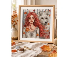 Ava Stitch Kryželiu siuvinėjimo rinkinys „Rudens tyla“ Aida 16, 27×27 cm, 40 spalvų