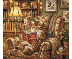 Ava Stitch Kryželiu siuvinėjimo rinkinys „Skaitymo kampelis“ 31,6×28,4 cm, Aida 16, 61 spalva