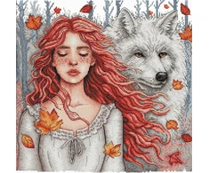 Ava Stitch Kryželiu siuvinėjimo rinkinys „Rudens tyla“ Aida 16, 27×27 cm, 40 spalvų