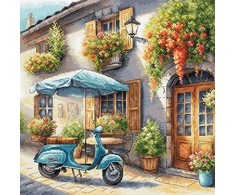 Ava Stitch Mėlyna Vespa – kryželiu siuvinėjimo rinkinys, 28,6×28,6 cm
