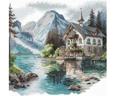 Ava Stitch Rinkinys kryželiui „Kalnų ežero sodyba“ 32x31 cm AVA-P048