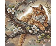Ava Stitch Siuvinėjimo kryželiu rinkinys „Katinas obelyje“ 32x32 cm