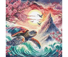 Ava Stitch Siuvinėjimo kryželiu rinkinys „Kylančios saulės vėžlys“ 28×28 cm