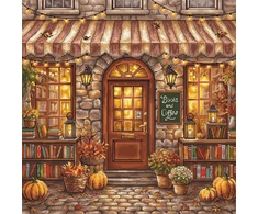 Ava Stitch Siuvinėjimo kryželiu rinkinys „Knygos ir kava“ 31,8 × 31,8 cm