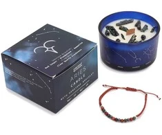 Avinas Zodiako kristalų žvakė su brangakmenių apyranke – Ancient Wisdom
