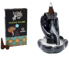 Hari Darshan Atbulinio smilkimo kūgiai Backflow Baltas Sage, Tribal Soul, 15g