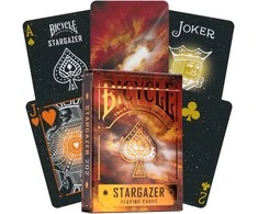 Bicycle Stargazer kortos – kosminis dizainas, pokeriui ir triukams