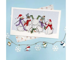Bothy Threads Kalėdinis siuvinėjimo kryželiu rinkinys „Frosty Frolics“, sniego fonas, 36x20 cm