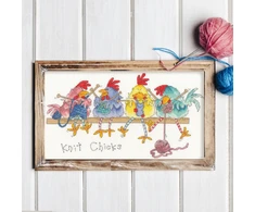 Bothy Threads Siuvinėjimo kryželiu rinkinys „Knit Chicks“, Margaret Sherry, 33x18 cm