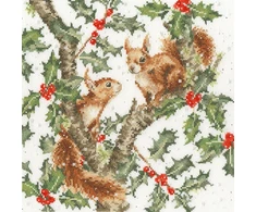 Bothy Threads Siuvinėjimo kryželiu rinkinys Wrendale „Under The Holly Boughs“, 26x26 cm