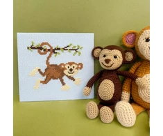 Bothy Threads Siuvinėjimo kryželiu rinkinys vaikams „Monkey Mayhem“, 17x15 cm