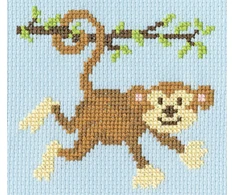 Bothy Threads Siuvinėjimo kryželiu rinkinys vaikams „Monkey Mayhem“, 17x15 cm