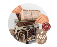 Buki France Miniatiūrinis knygynas – medinė 3D diorama dėlionė su LED, 148 det.