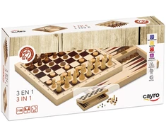 Cayro medinis rinkinys 3 in 1: šachmatai, šaškės ir nardai