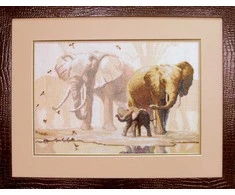 Charivna Mit Siuvinėjimo kryželiu rinkinys „Drambliai“, Aida 16, 38,5×26 cm