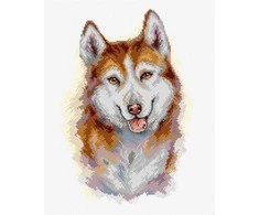 Crafting Spark Husky siuvinėjimo kryželiu rinkinys, Aida 16 ct, DMC siūlai, 17x25 cm