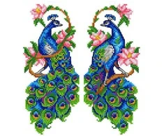 Crafting Spark Siuvinėjimo kryželiu rinkinys „Povai“, 14 ct plastikinė kanva, 9x21.5 cm