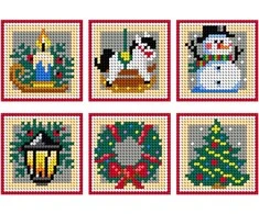 Crafting Spark Siuvinėjimo kryželiu rinkinys: Kalėdiniai padėkliukai, 7 ct kanvas, 17 spalvų