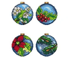 Crafting Spark Siuvinėjimo kryželiu rinkinys Kalėdiniai žaisliukai, 14ct kanva, 21 spalva