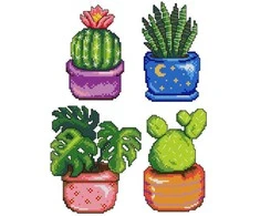 Crafting Spark Siuvinėjimo kryželiu rinkinys Kaktusas, plastikinė kanva 14ct, 21 spalvos