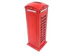 Deco Gifts Raudona Londono telefono būdelė – metalinė figūrėlė ir taupyklė, 18 cm