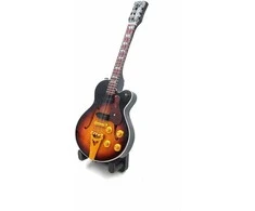 Indominiguitars Kolekcinė Elvis Presley stiliaus mini gitara 15 cm, mahagonas + stovas