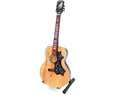 Indominiguitars Kolekcinė mini gitara „Elvis“ stiliaus, mahagonas, rankomis dažyta, su stovu