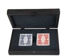Manopoulou G Ioe Prabangios žaidimo kortos medinėje dėžutėje – 2 kaladės, dovanai/pokeriui