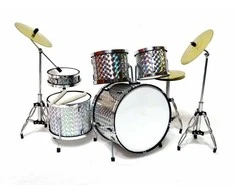 Deco Gifts Mini būgnų rinkinys 1:5, sidabrinis chromas – dekoracija, dovana būgnininkui