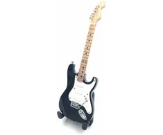 Indominiguitars Miniatiūrinė gitara 15 cm E. Claptono stilius, medinė, su stovu – kolekcinė