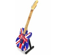 Deco Gifts Rolling Stones mini gitara 1:4 – rankų darbo, kolekcinė, su stovu, fanams
