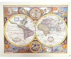Mirtop Vintažinė pasaulio žemėlapio reprodukcija – John Speed (1651), 52×39,3 cm
