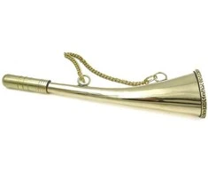 Mirtop Žalvarinis signalinis ragas su grandinėle, 20 cm – medžiotojams, skautams