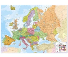 Dėlionė Craenen Bvba Europos politinis sieninis žemėlapis 100x139 cm, laminuotas, su vėliavomis