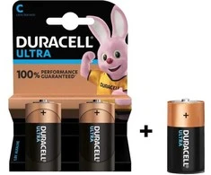 Duracell Ultra C LR14 šarminės baterijos, ilgo veikimo, 3 vnt