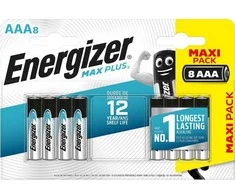 Energizer Max Plus AAA šarminės baterijos 8 vnt., ilgai veikiančios