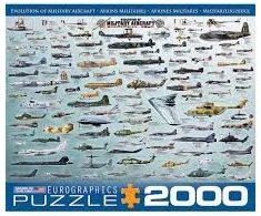Eurographics 2000 detalių dėlionė „Karinių lėktuvų raida“ 99,7×67,6 cm