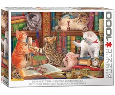 Eurographics Kačiukai bibliotekoje – 1000 detalių dėlionė suaugusiems, vidutinė, 67×49 cm