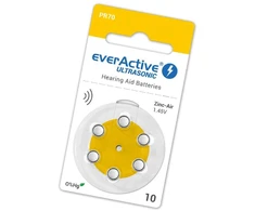 Everactive Ultrasonic 10 (PR70) klausos aparatų baterijos, 6 vnt.