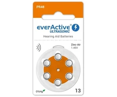 Everactive Ultrasonic 13 PR48 klausos aparatų baterijos, 6 vnt.