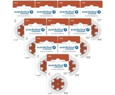 Everactive Ultrasonic 312 PR41 klausos aparatų baterijos, 60 vnt.