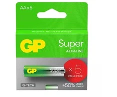 GP Super AA šarminės baterijos 1.5V, 5 vnt.