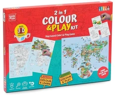 Hobilt 2in1 edukacinis geografijos spalvinimo ir žaidimo rinkinys vaikams EN