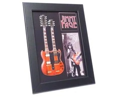 Hobilt Jimmy Page dvigubo grifo mini gitara rėmelyje – Led Zeppelin gerbėjams