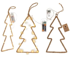 Hobilt Metalinė pakabinama Kalėdų eglutė su LED lemputėmis, 28 cm