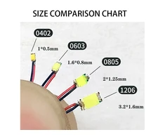 Hobilt mikro 0402 SMD šiltai balti LED diodai MODLED0402